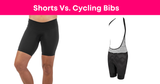 An image showing a comparison between cycling bibs and shorts.