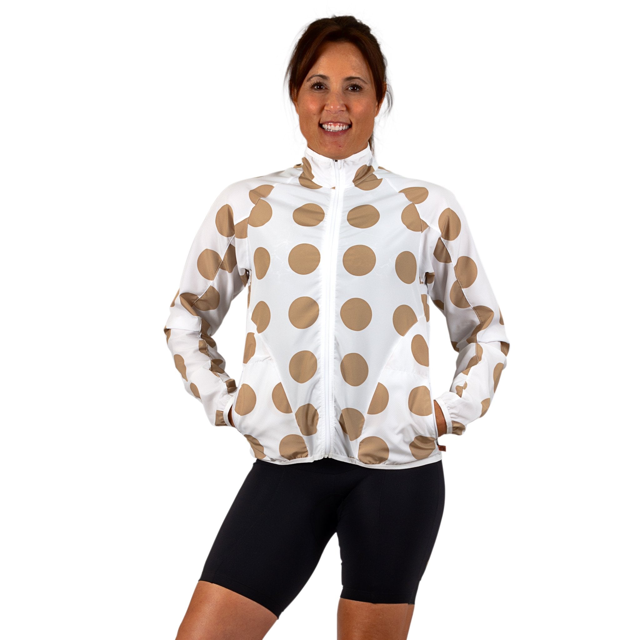 Sebee Set Women's Polka Dot White Veneer Cycling Jacket | Shebeest